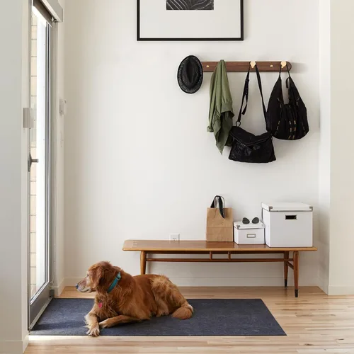 Miniatura 6 de Perchero montado en la pared, perchero colgante de entrada, riel para abrigos de metal y madera con 3 ganchos rústicos para abrigo, bufanda, bolsa
