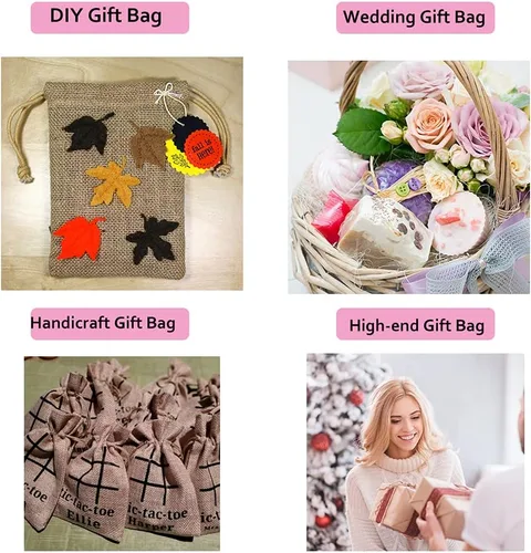 Miniatura 5 de LYSXP 50 bolsas de arpillera con cordón, 3 x 4 pulgadas, color crema, bolsa de regalo, bolsas de joyería para recuerdos de fiesta de boda, Crema 3 x