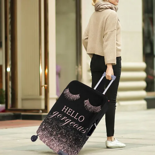 Miniatura 7 de Hello Gorgeous Funda para equipaje de viaje, funda para maleta de pestañas color rosa, protector elástico duradero para maleta de 18 a 32 pulgadas