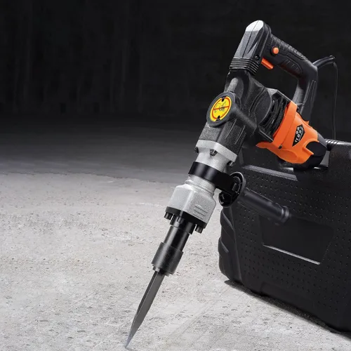 Miniatura 8 de Martillo eléctrico de demolición para hormigón, 1400 W, con 2 puntas de cincel, ideal para proyectos de construcción y renovación