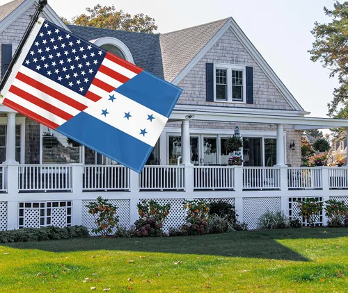 Miniatura 4 de Bandera de Honduras de Estados Unidos de 3 x 5 pies, gran pancarta hondureña de Estados Unidos 150D para exteriores, decoración de impresión