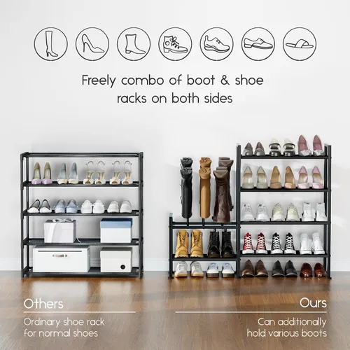 Miniatura 6 de Homsorout Zapatero organizador y almacenamiento – Zapatero de metal de 4 niveles con almacenamiento para botas y lateral cualquier combinación
