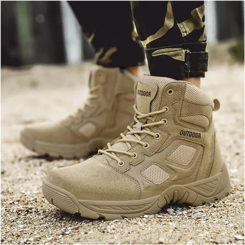 Miniatura 3 de Botas de senderismo para hombre, ligeras, a medio tobillo, para senderismo, al aire libre, antideslizantes, tácticas, botas de combate