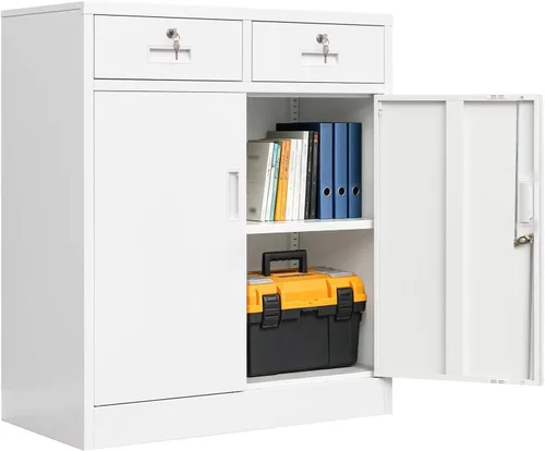 Miniatura 19 de CJF Gabinete de almacenamiento de metal, armario de almacenamiento de 36 pulgadas de alto con estantes y puertas, gabinetes de metal para oficina