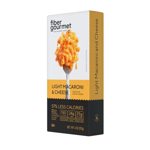 Fiber Gourmet Macarrones con queso - Pasta baja en carbohidratos con 0.99 onzas de fibra, 150 calorías, certificado Kosher, fabricada en Estados 1