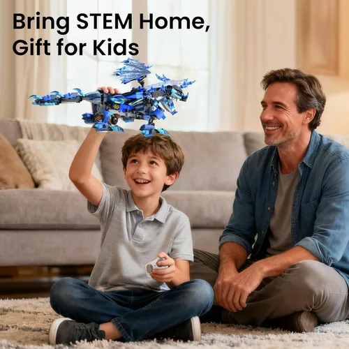 Miniatura 2 de OASO Kit de construcción de dragón con control remoto, regalos STEM para niños de 8 a 12 años, juguetes técnicos de codificación para cumpleaños