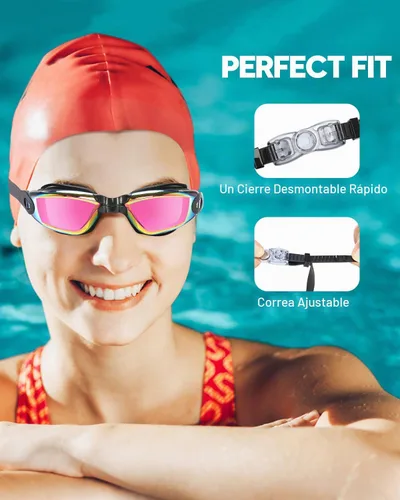 Miniatura 6 de Gafas de natación: paquete de 2 gafas de natación antivaho, sin fugas, protección UV, para adultos, hombres, mujeres, jóvenes