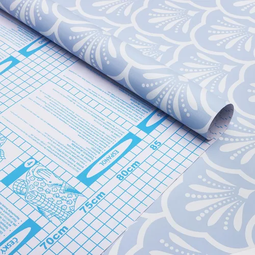 Miniatura 5 de Guvana Papel tapiz geométrico de 17.32 x 118 pulgadas, papel tapiz azul para despegar y pegar, papel de contacto de enrejado azul y blanco, papel