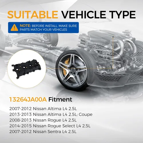 Miniatura 3 de PAROD Tapa de válvula de motor con junta L4 2.5L para Nissan Altima 2007-2013, Rogue 2008-2013, Rogue Select 2014-2015, Sentra 2007-2012, reemplazo