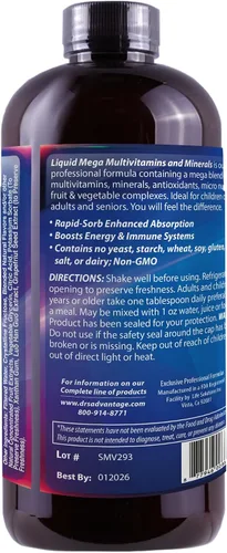 Miniatura 5 de Líquido Mega de suplementos multivitamínicos & Minerales 16oz. [Salud y belleza]