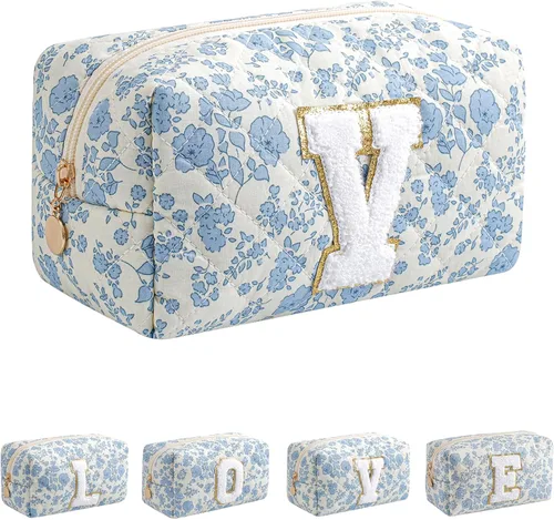Miniatura 62 de Bolsa de maquillaje alfabética JOVAKIT, bolsa de cosméticos para mujeres, regalos de Navidad para niñas de 6 a 18 años, neceser de viaje con flores