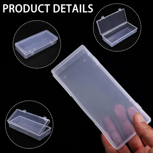 Miniatura 3 de WLLHYF Paquete de 3 recipientes de almacenamiento pequeños de plástico con tapas con bisagras, caja rectangular de plástico transparente