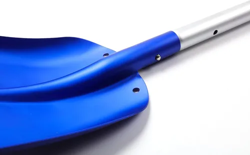 Miniatura 4 de Pala de nieve portátil telescópica de aluminio colorida para coche, ajustable, edición extendida (Azul + Plata)