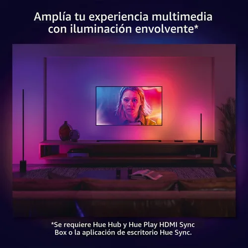 Miniatura 8 de Philips Hue - Tubo de luz LED inteligente grande, negro - Luz LED de cambio de color blanco y ambiente - 1 paquete - Sincronización con TV, música