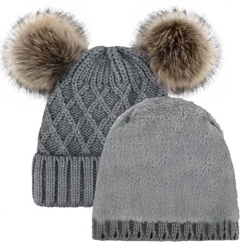 Miniatura 5 de Arctic Paw Womens Winter Hat Cable Knit Beanie for Women Faux Fur Pompom Ears