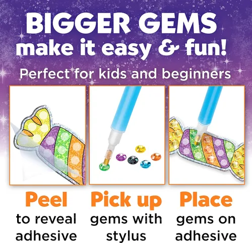 Miniatura 5 de Creativity for Kids - Juego de pintura de diamantes de gemas grandes de Halloween Crea 13 calcomanías espeluznantes y 2 caireles con más de 1000