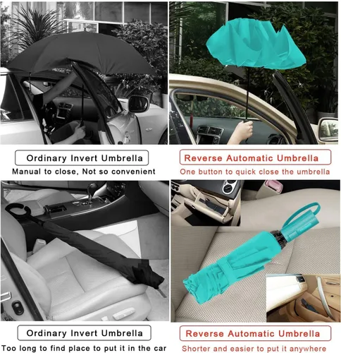 Miniatura 33 de LANBRELLA Paraguas plegable inverso compacto paraguas de viaje a prueba de viento automático
