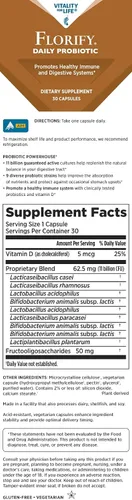 Miniatura 2 de Melaleuca Florify Daily Probiotic 30 Cápsulas Cada cápsula contiene nueve cepas probióticas diversas y 11 mil millones de cultivos activos.