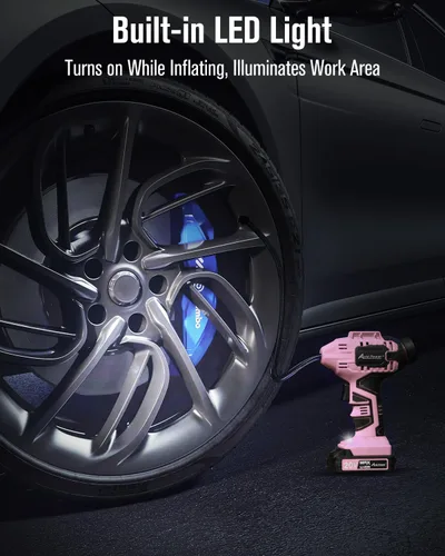 Miniatura 5 de Avid Power Compresor de aire inalámbrico para inflador de neumáticos, bomba de neumáticos de automóvil de 20 V con adaptador de 12 V CC, compresor