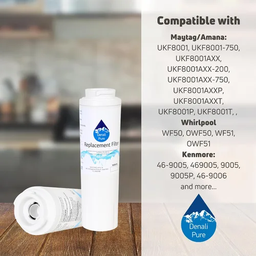Miniatura 9 de Filtro de agua de repuesto para refrigerador MSD2651HES - Compatible con cartucho de filtro de agua Maytag UKF8001