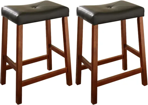 Miniatura 8 de Crosley Furniture Juego de 2 taburetes de bar tapizados con altura de mostrador, color negro, 24 pulgadas