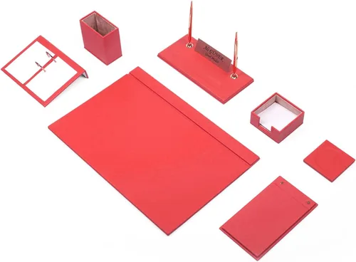 Miniatura 12 de Juego de escritorio de cuero, juego de organizador de escritorio, accesorios de escritorio de oficina, soporte para calendario, 9 accesorios