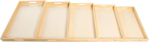 Miniatura 3 de Bandejas de madera anidadas para servir, bandejas rectangulares sin terminar con asas recortadas para manualidades, otomanos, servir y decoración