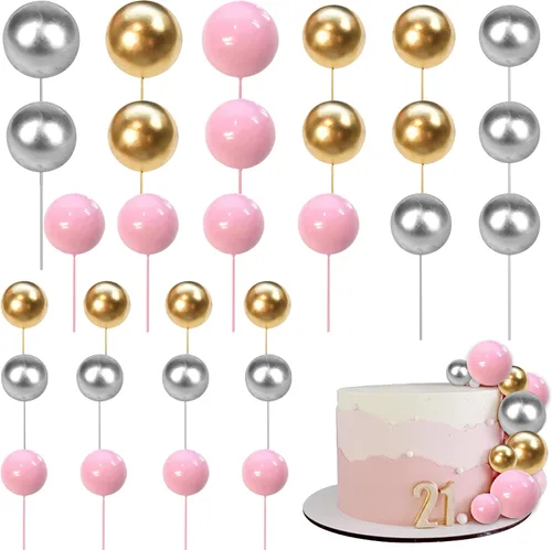 Miniatura 26 de Rsstarxi 30 piezas de mini globos y bolas de espuma para tartas – Insertos de pastel de bricolaje para bodas, aniversarios y decoraciones de fiesta