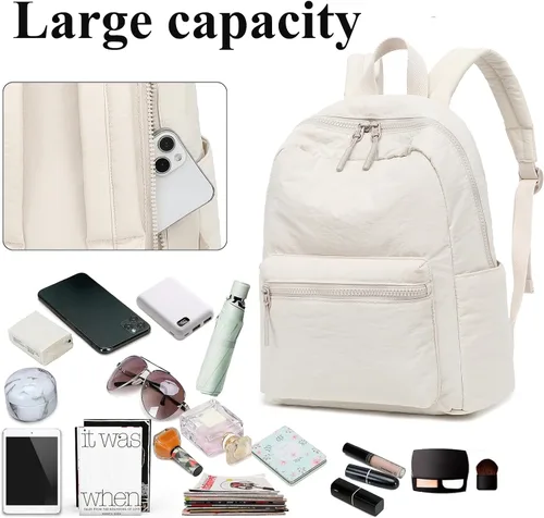 Miniatura 8 de LEDAOU Mini mochila para niñas, bonita mochila pequeña para mujeres, adolescentes, niños, escuela, viajes, bolso de hombro, beige, dorado