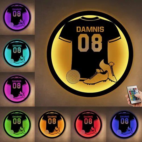 Miniatura 20 de Letrero de metal de jersey deportivo personalizado con luz LED, nombre y número personalizado, letrero de neón con nombre personalizado, decoración