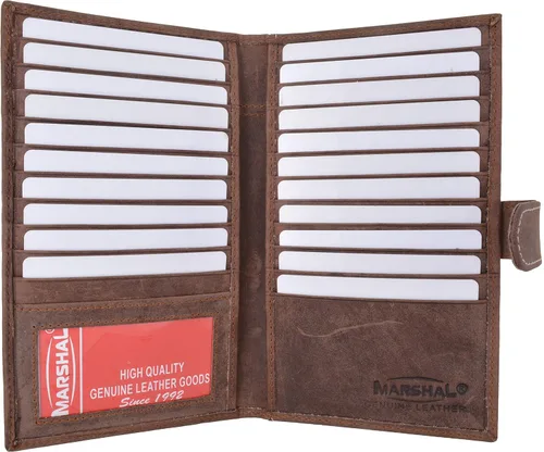 Miniatura 23 de Marshal Billetera de Cuero Bifold con Bloqueo RFID para Hombres y Mujeres Soporte de Cuero Genuino con 19 Ranuras, 2 Compartimentos para Billetes