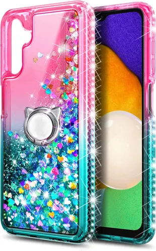 Miniatura 2 de NZND Funda compatible con Samsung Galaxy A14 5G con protector de pantalla de vidrio templado (cobertura máxima), soporte de anillo/correa de muñeca