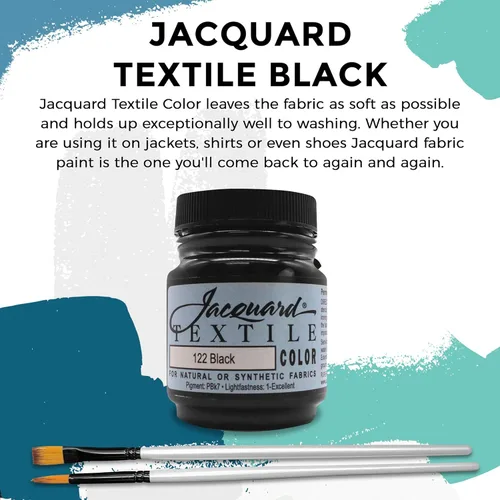 Miniatura 3 de Moshify Jacquard Products JAC1122 - Color textil negro, pintura de tela fabricada en Estados Unidos, 2.25 onzas, juego de pinceles incluidos