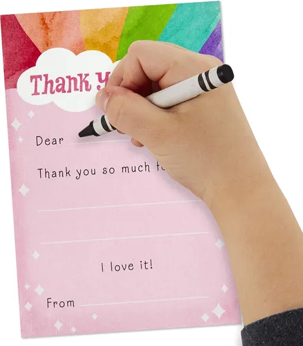 Miniatura 5 de Hallmark Tarjetas de agradecimiento en blanco para niños, arcoíris (20 tarjetas con sobres)