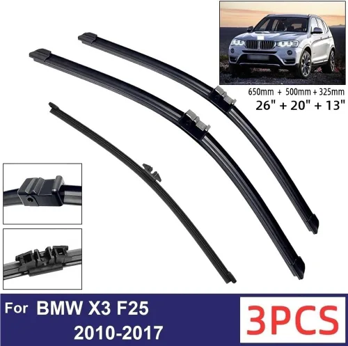 Miniatura 2 de Car Wiper Compatible with BMW X3 F25 2010-2017 Car Front Rear Wiper Blades Soft Rubber Windscreen Wipers Auto Windshield 26"+20"+13" 2014 2015 2016