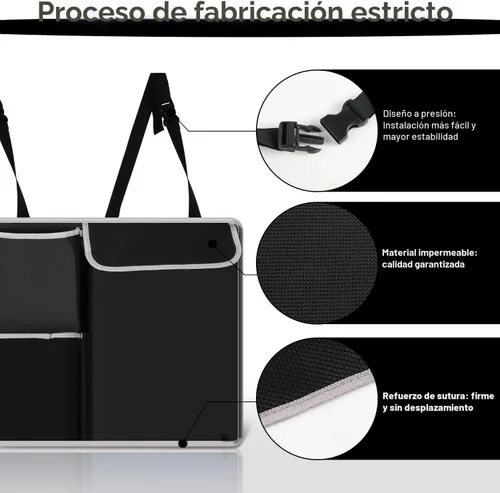 Miniatura 2 de UYYE Organizador Colgante para Maletero, Bolsa para Asiento Trasero, Accesorios para Interior de Automóvil con 4 Bolsillos y 2 Bolsas de Malla