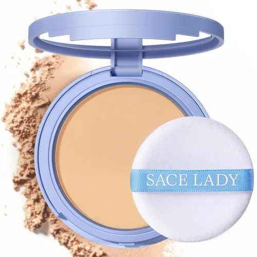 SACE LADY Polvo facial impermeable, fija maquillaje, controla el brillo, suaviza las líneas finas para un acabado ligero impecable, polvo mate #02