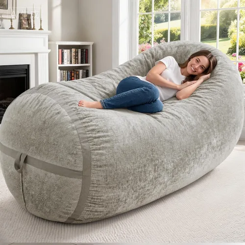 Miniatura 22 de Homguava Puf gigante de 2 pies para adultos con relleno de espuma viscoelástica, puf con funda de piel sintética suave, cómoda puf para sala