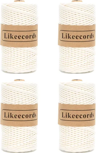 Miniatura 19 de Cordón de Algodón Trenzado 3mm x 109 yardas - Cuerda de Macramé Colorida para Manualidades, Ganchos, Colgantes de Pared - 100% Algodón Natural