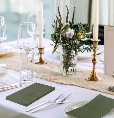 Miniatura 7 de SietDESEO 100 Piezas Servilletas de 3 Capas de Color Verde Desechables de 13 x 15.7 Pulgadas, Servilletas de Baño para Invitados, Toallas de Mano