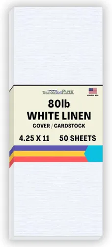 Miniatura 46 de 100 hojas de papel de cubierta de lino blanco brillante 80# – 4.5 x 6.5 pulgadas, invitación 1/2 pulgada más pequeña que 5 x 7 – peso de tarjeta