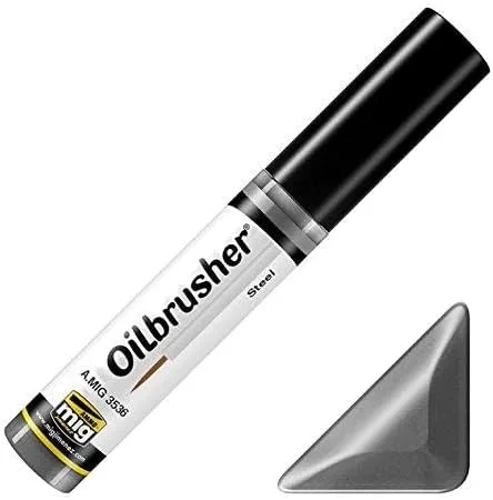Munición de Mig Oilbrusher Steel - Pintura al óleo con aplicador de pincel fino #3536