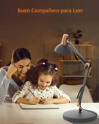 Miniatura 6 de LEPOWER Lámpara de escritorio de metal, ajustable de cuello de ganso lámpara de mesa de arquitecto con interruptor de encendido/apagado, lámpara