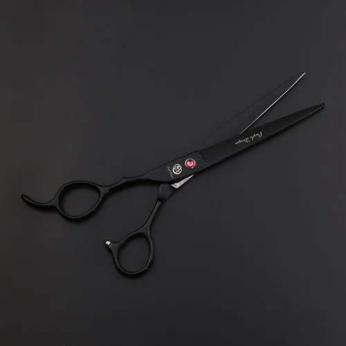 Miniatura 3 de Purple Dragon Tijera de corte de pelo para zurdos de 7.0 pulgadas, tijeras curvadas y adelgazantes con bolsa, para peluquería de mascotas o familia