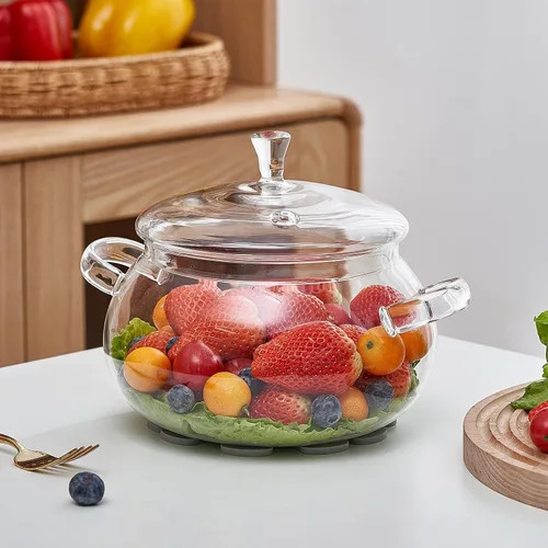 Miniatura 7 de Olla de vidrio de borosilicato, cacerola de 2.5 cuartos con tapa, apta para microondas, estufa y lavavajillas