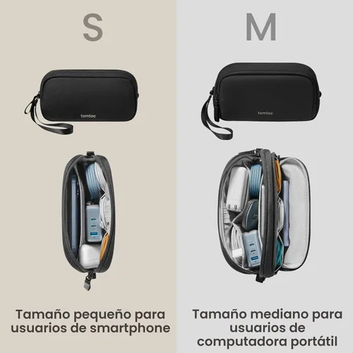 Miniatura 7 de tomtoc Organizador de Electrónicos Estuche de Viaje, Bolsa de Viaje Resistente al Agua Organizador de Cables para Artículos Esenciales, Bolsa Negro