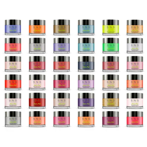 SNS Nails - Kit de polvos de inmersión de color geloso, juego de 36 piezas de C'est La Vie Master, juego de 36 piezas, color acrílico de larga