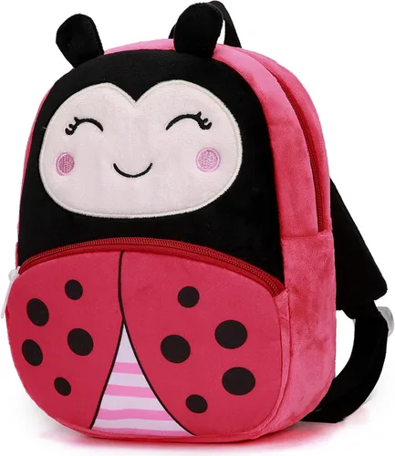 Ladyzone Mochila para niños pequeños, mochila de animales del zoológico, bonita bolsa de felpa de dibujos animados de 10 pulgadas, bolsa de libro
