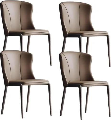 Miniatura 10 de Juego de sillas de comedor de 1/2/4, sillas laterales de cocina tapizadas de cuero, silla de comedor con patas de metal, silla de negociación sin