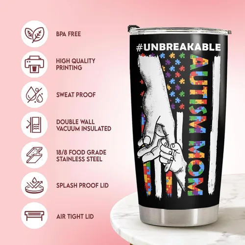 Miniatura 5 de 34HD Regalo para el Día de la Madre para mamá con autismo – Vaso irrompible para mamá con conciencia sobre el autismo, taza para mamá